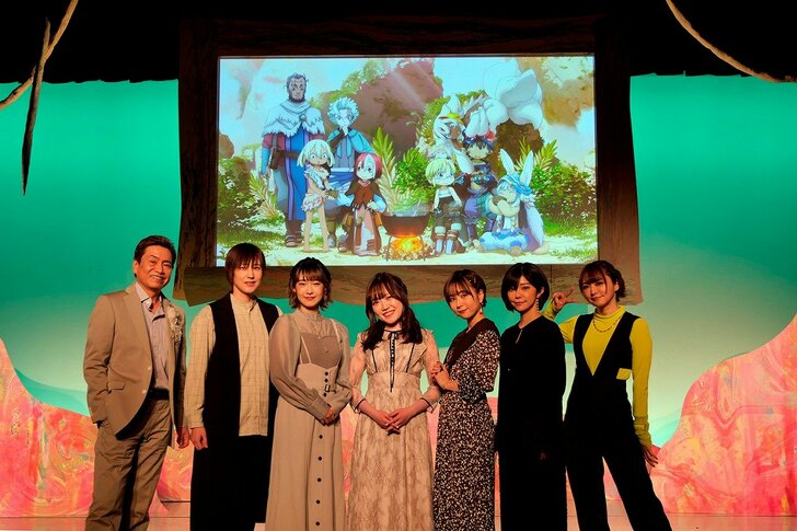 写真左から：平田広明、斎賀みつき、寺崎裕香、久野美咲、富田美憂、伊瀬茉莉也、井澤詩織