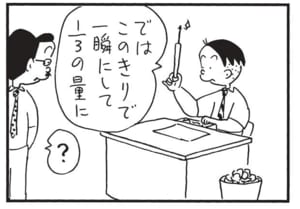 ではこのきりで一瞬にして3分の1の量に　？