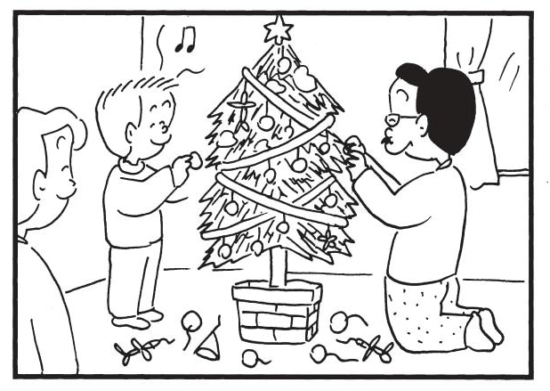 【無料漫画】かりあげクン（1840回）毎日2回配信！「クリスマスツリー」素敵な飾り付けでクリスマス気分／植田まさし 