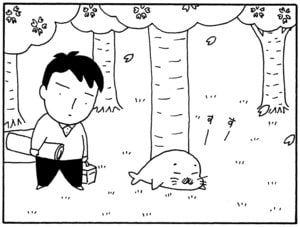 【無料漫画】毎日配信！少年アシベ（145）「春めいて…」森下裕美／キュートなゴマフアザラシの“ゴマちゃん”をめぐる名作ギャグ4コマ 3