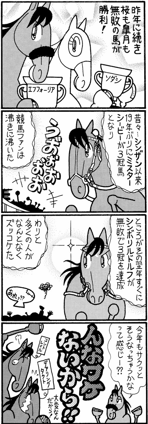 昨年に続き桜も皐月も無敗の馬が勝利！