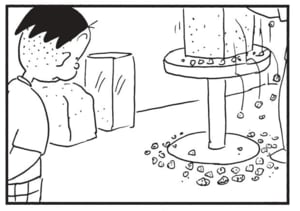 【無料漫画】かりあげクン（1688回）毎日配信！「彫刻」「ヤモリ」彫刻作品に興味津々…？／植田まさし 2