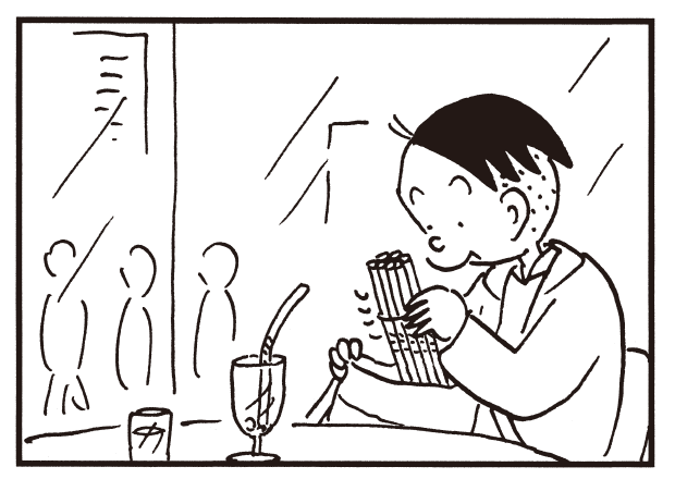 【無料漫画】かりあげクン(658)2月も毎日配信!「ふみまちがえ」「心霊現象」ストローをいっぱい並べて?/植田まさしの画像