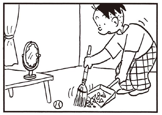 【無料漫画】かりあげクン(248)「小銭」「正座」ボールが飛んできて鏡が割れてしまったので/植田まさしの画像