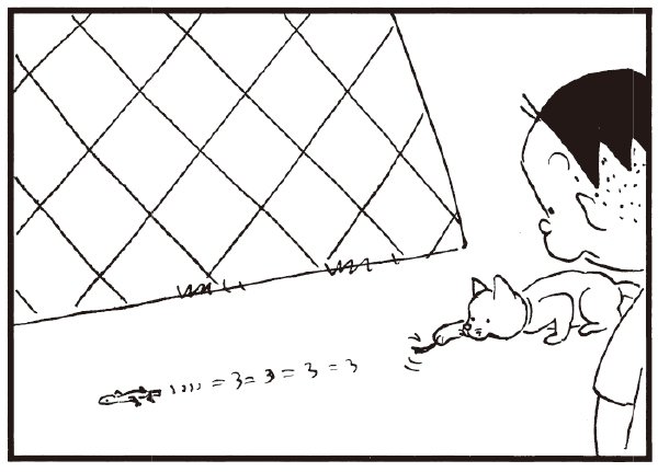 【無料漫画】かりあげクン(258)「とかげ」「うつわ」ネコがとかげのしっぽを取ったのを見て/植田まさしの画像