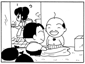【無料漫画】毎日配信！少年アシベ（132）「パパのプレゼント」森下裕美／キュートなゴマフアザラシの“ゴマちゃん”をめぐる名作ギャグ4コマ 27
