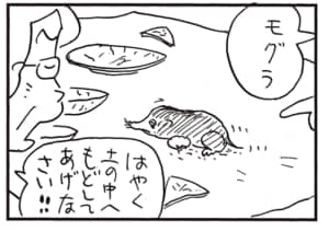 モグラ　はやく土のなかへもどしてあげなさい!!