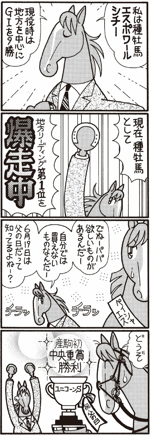 私は種牡馬エスポワールシチー　現役時は地方を中心にG１を９勝