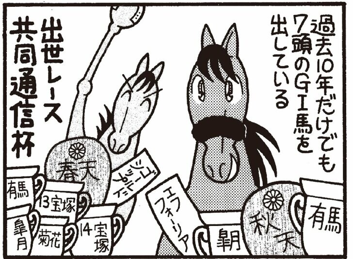 【無料漫画】競馬4コマ『馬なりde SHOW』あのゴールドシップも出世レースで優勝していたの画像