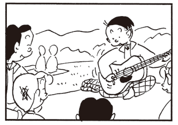 【無料漫画】かりあげクン(393)5月も毎日配信!「合気道」「新人」どんな曲をギターで奏でる!?/植田まさしの画像