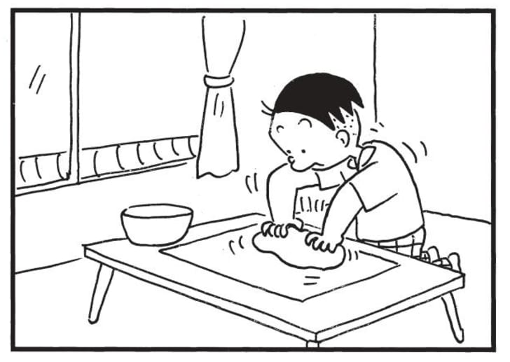 【無料漫画】かりあげクン(1499回)毎日配信!「自家製」「温泉」極細のそうめん作りに挑戦!/植田まさしの画像