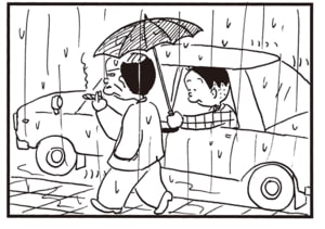 【無料漫画】かりあげクン（1975回）毎日2回配信！「かさ」雨の中歩くのが好きだと聞いて…／植田まさし 4