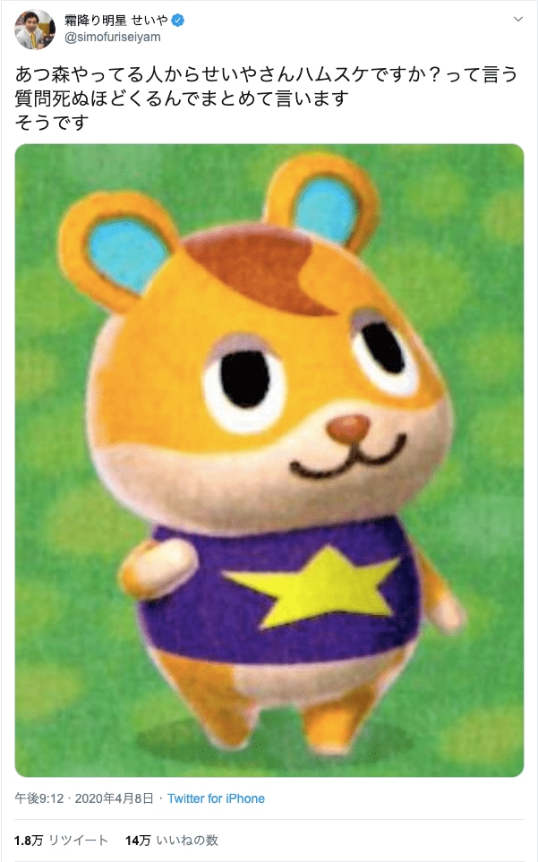 霜降り明星 せいや あつ森 に激似のキャラ発見 体型と目が似すぎ ふたまん