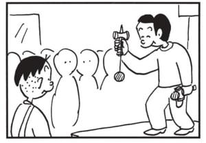 【無料漫画】かりあげクン(1480回)毎日配信!「けん玉」「握力計」手渡されたけん玉はとんでもないシロモノで…/植田まさし 3