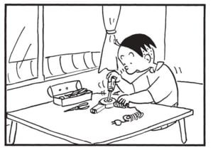 【無料漫画】かりあげクン（1586回）毎日配信！「リサイクル」「ひも」捨てられていたドライヤーを改造…!?／植田まさしの画像